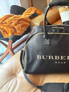 Burberry Black Duffel Bag with Tan Piping